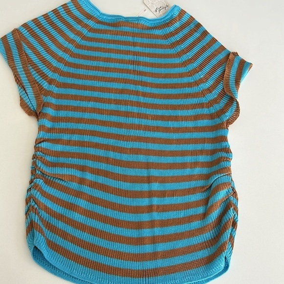 Free People Sail Away Short Sleeve Tee Savannah Blue Orange Combo Medium - Picture 8 of 12